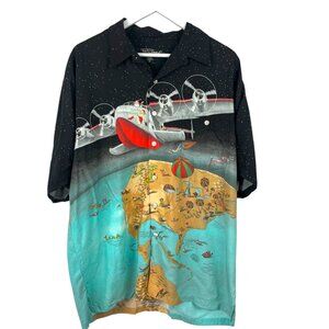 Tori Richard Shirt Mens XL Santa Hawaiian Button Front North Pole Express